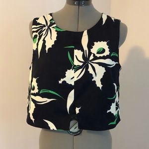 Lucy Paris Crop Top Navy Blue Floral L